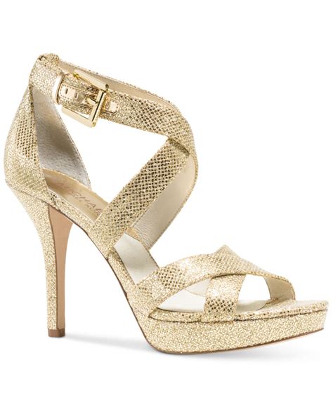 michael kors logo plate glitter sandal|Michael Kors platform sandals.